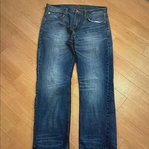 American Eagle Outfitters Men's Dark Blue Straight-Leg Jeans